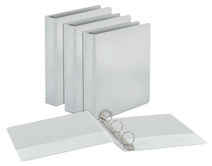Cardinal 1.5 Inch 3 Ring Binder, Round Ring, White, 4 Pack, Holds 350 Sheets (79517)