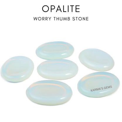 Opalite - Rubbing Natural Thumb Worry Stone - Hold in Your Hand for Relaxation or Anxiety Relief - Enhance Meditation, Aid in Healing the Mind, Body and Spirit