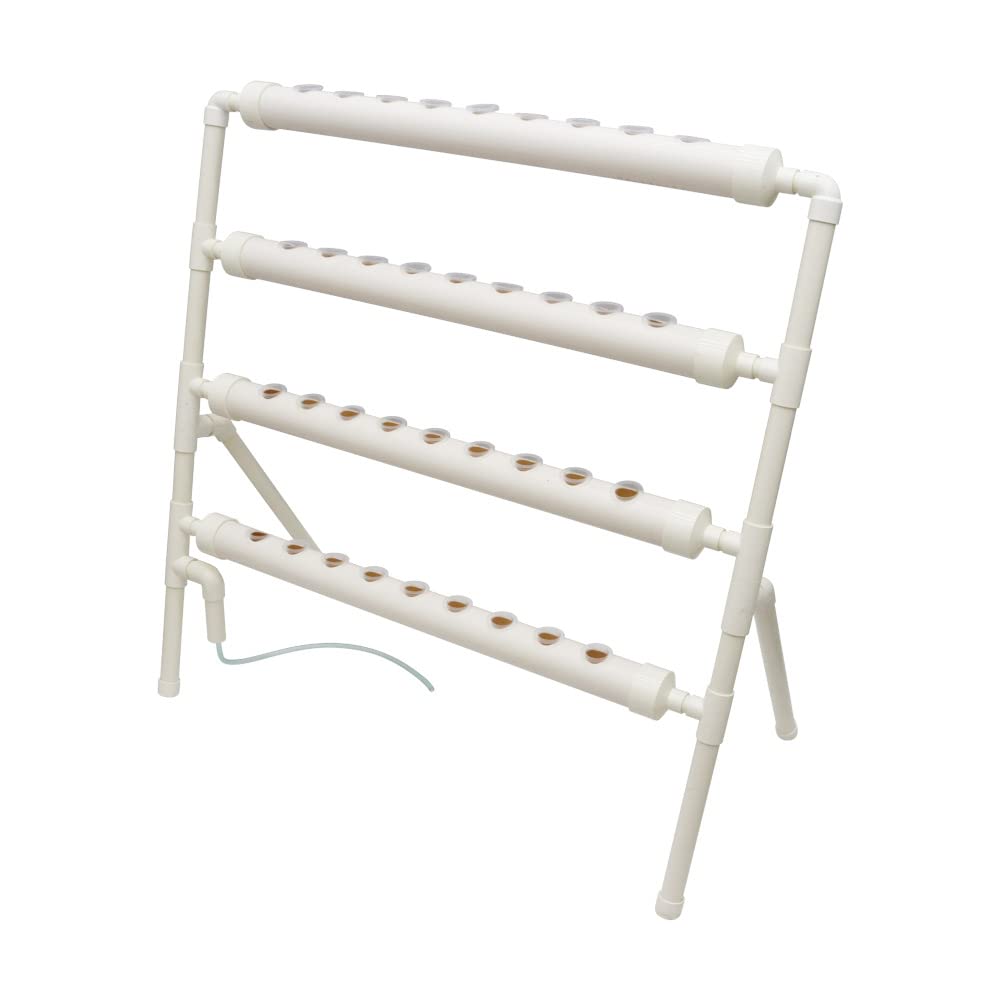 EQCOTWEA Wall-Mounted Hydroponic Grow Kit 36 Plant Sites Hydroponics Planting System 4 Food-Grade PVC Pipes Hydroponic Gardening Indoor System with 110V Well Pump,Planting Sponge,Hose