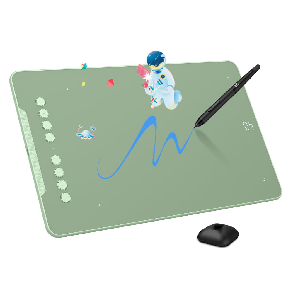 XPPen Deco 01 V3 10x6 Drawing Tablet | 16K Pressure Pen | Battery-Free Stylus | 8 Hotkeys | for OSU Gaming & Teaching | PC/Mac/Android/ChromeOS Compatible | Green