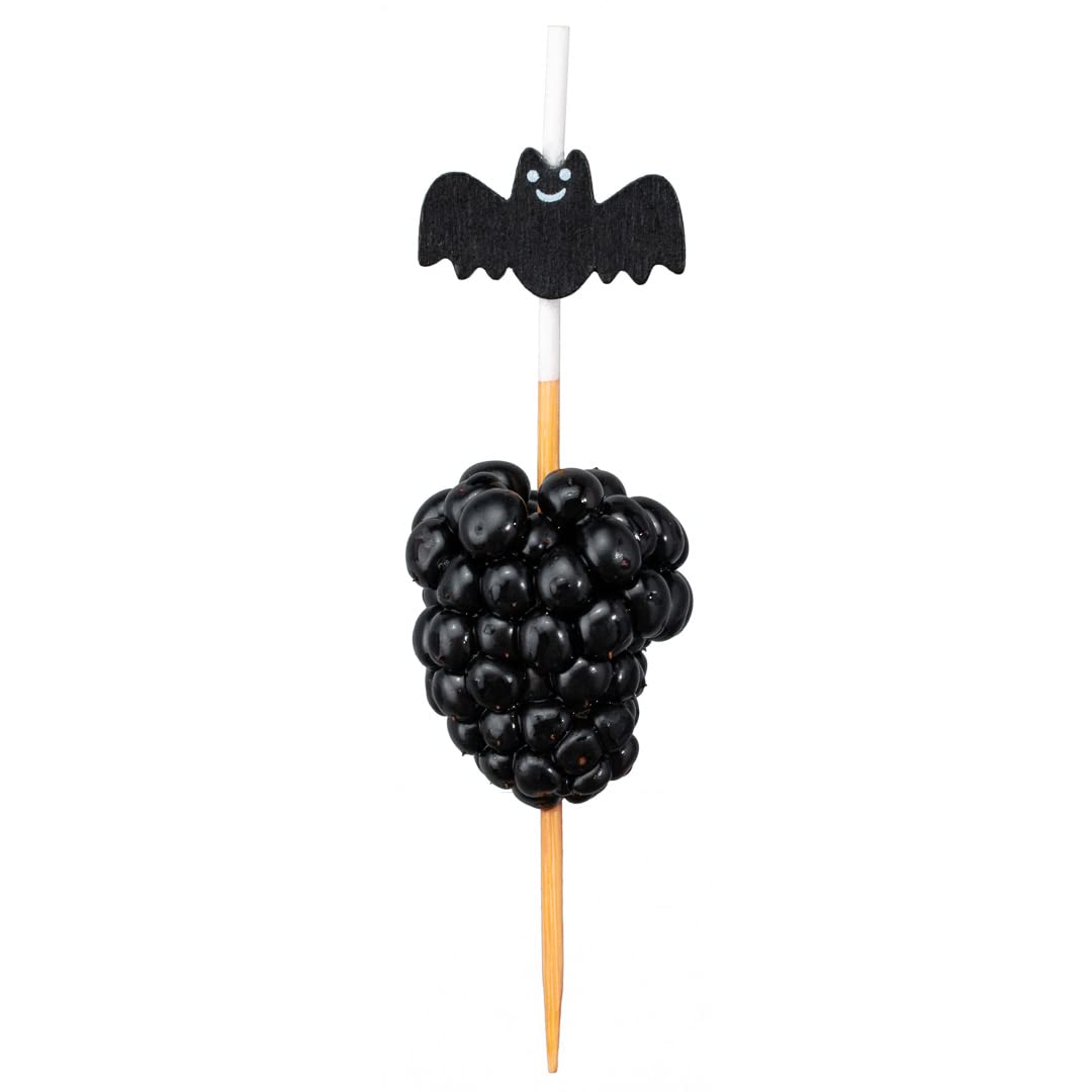 Restaurantware 3.5 Inch Halloween Skewers 1000 Pointed Bat Cupcake Toppers - Sturdy Disposable Black Bamboo Fall Food Picks For Birthday Or Themed Party