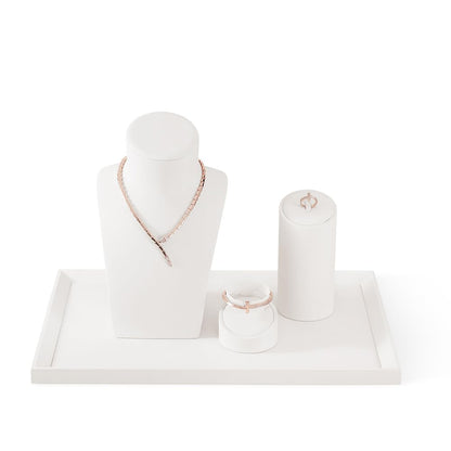 Yinbeini Jewelry Trays, Leather Tray, Luxury White Jewelry Organizer Tray For Necklace,Earring,Ring,Flat Jewelry Organizer For Dresser