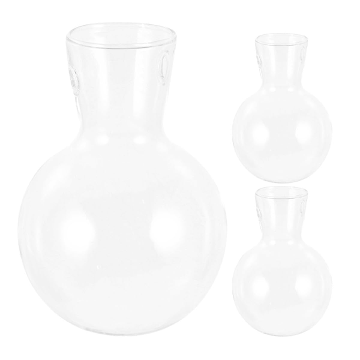 MINAOLULUS 3pcs High Borosilicate Glass Plant Pot with Wood Stand, Desktop Propagation Vase for Hydroponic Plants and Flowers, Glass Terrarium Planter for Home Décor
