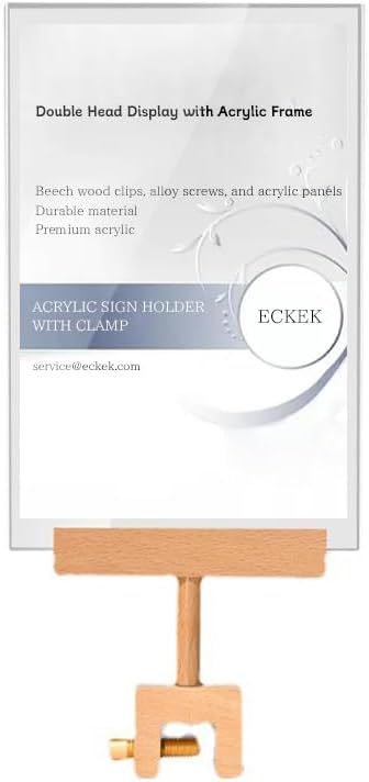 Acrylic Sign Holder with Clamp Double Head Display with Acrylic Frame Sign Holder Price Tag Clip for Clothing Stores (Horizontal A5 210×148mm/8.27×5.83inches)