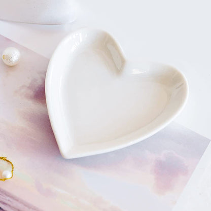 6pcs Ceramic Heart Shape Jewelry Trays Jewelry Dishes Ring Holders Storage