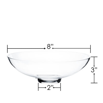 CYS EXCEL Glass Small Decorative Footed Bowl (H:3" D:8") Fruit Display Terrarium Compote Pedestal Vase Kitchen Table Centerpiece