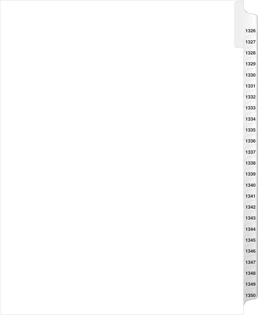 Exhibitindexes® Side Collated Exhibit Tabs AVE Style Bold Tabs Set of 1326-1350 | Made in The USA