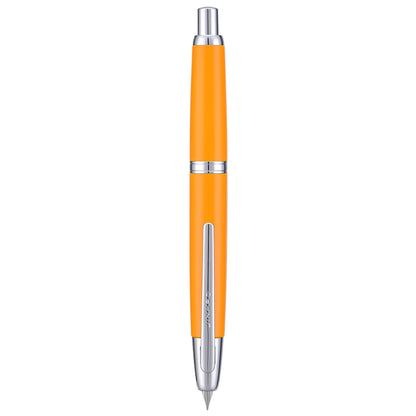 Jinhao 10 Press Fountain Pen with Box, Orange Retractable Extra Fine Nib with Ink Converter Set (Silver Clip)