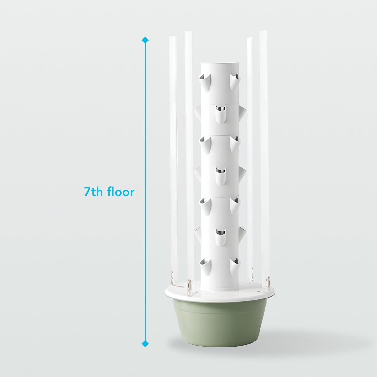Flora Indoor Hydroponic Garden Tower with LED Grow Lights - Self-Watering Hydroponics System with Pump, Adapter, and Net Pots for Growing Herbs & Vegetables