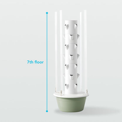 Flora Indoor Hydroponic Garden Tower with LED Grow Lights - Self-Watering Hydroponics System with Pump, Adapter, and Net Pots for Growing Herbs & Vegetables