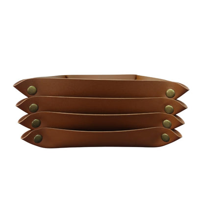 4 Pcs Portable Multi-Purpose PU Leather Valet Trays,Suitable for desks, entryways, nightstands.Perfectly organizes Small Items Like Jewelry, Keys, Paperclip,Glasses, Clamp, Headphones, Watches.