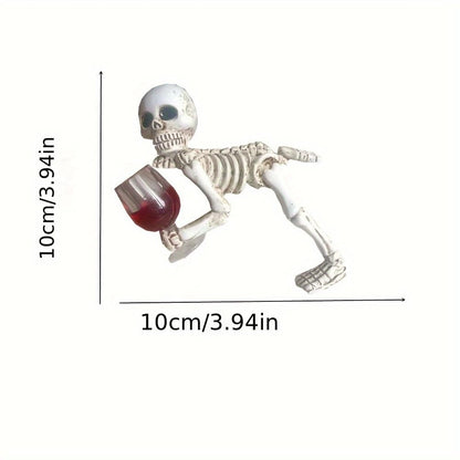WACSLDN Halloween Skeleton Flowerpot Decoration, Weather Resistant Resin Garden Statue (Red Cup)