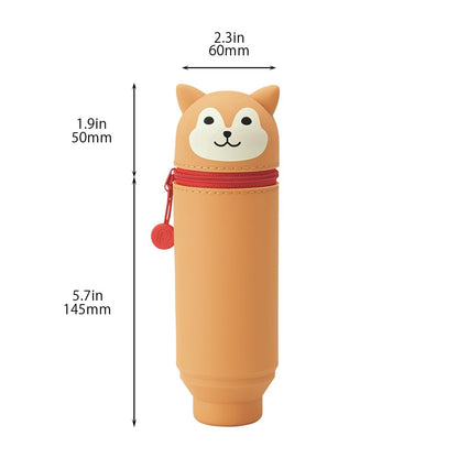 LIHIT LAB Kawaii Japanese Shiba Dog Stand Up Pencil Case For School Office College, Cute School Supplies, Animal Pen Holder Pouch Holder Teen Girls Artists, Travel Cosmetics Storage (A7712-2)