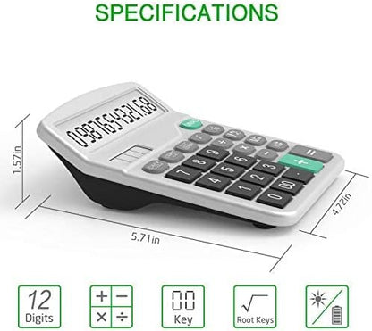Calculator, 3 Pack Standard Functional Desktop Calculator Solar and AA Battery Dual Power Electronic Calculator with 12-Digit Large Display (2 Basic Black&1 Updated Silver)