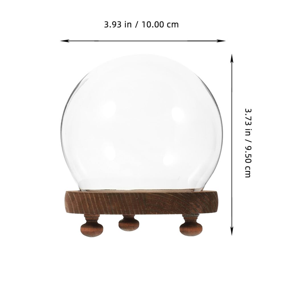 MAGICLULU Clear Glass Cloche Dome Bell Jar with Wood Base 10cm DIY Snow Globe Kit Craft Keepsake Display Case Terrarium for Preserved Flower Plant Succulent