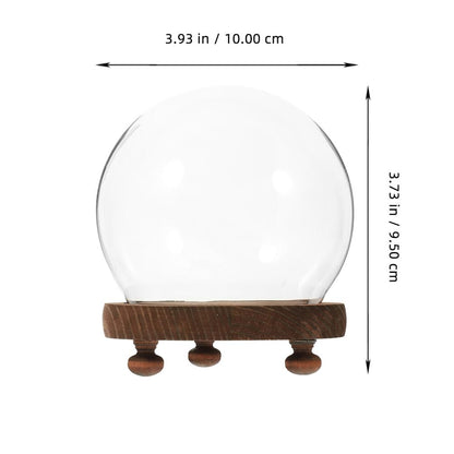 MAGICLULU Clear Glass Cloche Dome Bell Jar with Wood Base 10cm DIY Snow Globe Kit Craft Keepsake Display Case Terrarium for Preserved Flower Plant Succulent