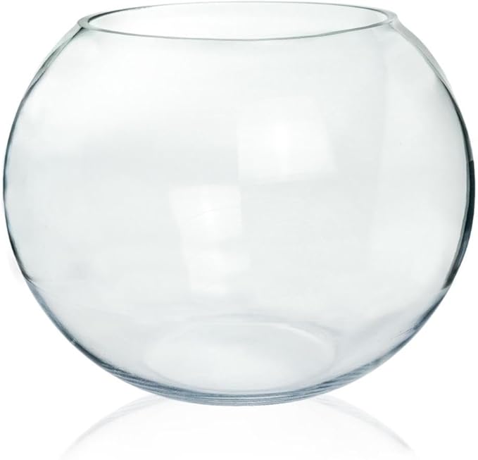 Glass Bubble Vase, 8" Height x 10" Width Glass Fish Bowl, Bubble Bowl for Terrarium, Flower Centerpiece