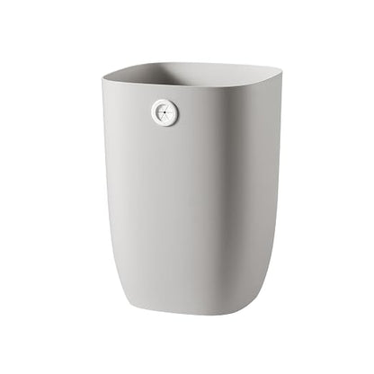Bathroom Trash Can, Plastic Rectangular Garbage Can with Trash Liner Holder for Bedroom, Living Room, Small Indoor Waste Basket, 7L, Grey