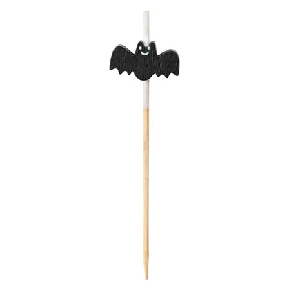 Restaurantware 3.5 Inch Halloween Skewers 1000 Pointed Bat Cupcake Toppers - Sturdy Disposable Black Bamboo Fall Food Picks For Birthday Or Themed Party