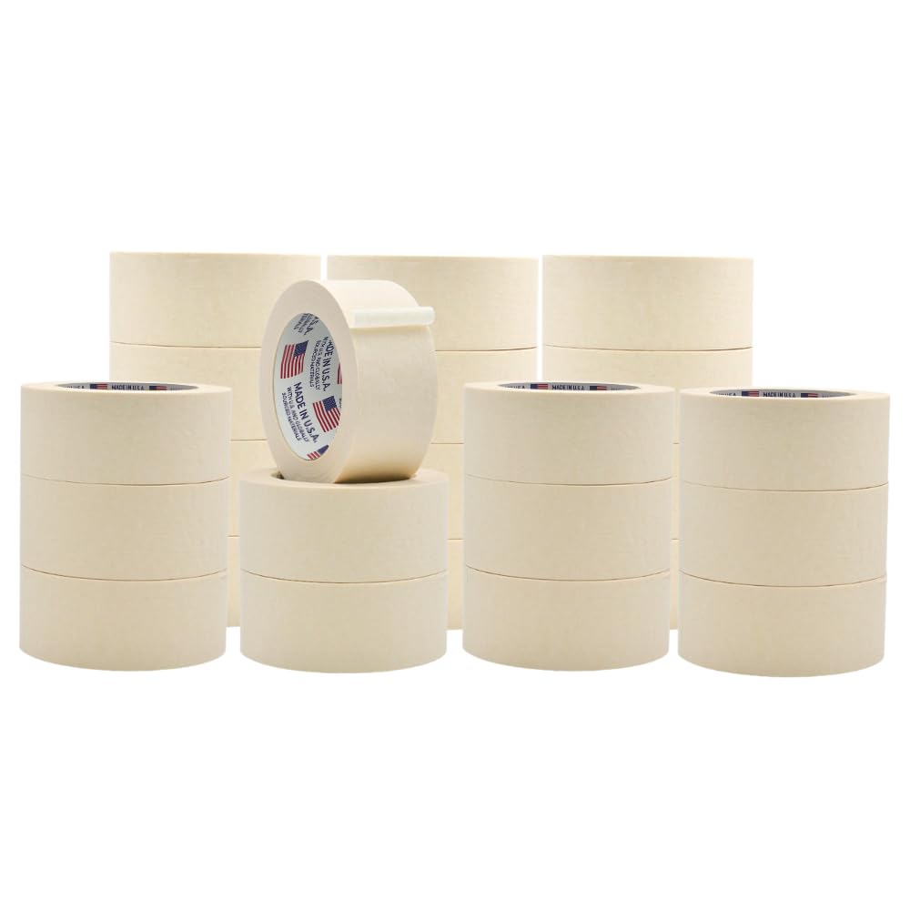 WOD MT5 Utility Grade Masking Tape, 2 inch x 60 yds. (Pack of 24) for Home or Office air-Dry Painting, Labeling, & Packing. Leaves no Residue