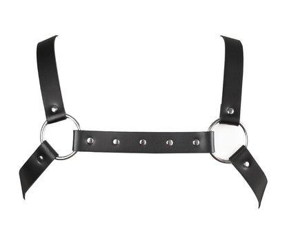 EeAmzQc Men's Black Punk Leather Body Chain Chest Harness Shoulder Straps Adjustable Medieval Guards for Knight Shrug Belt Costume Outfit