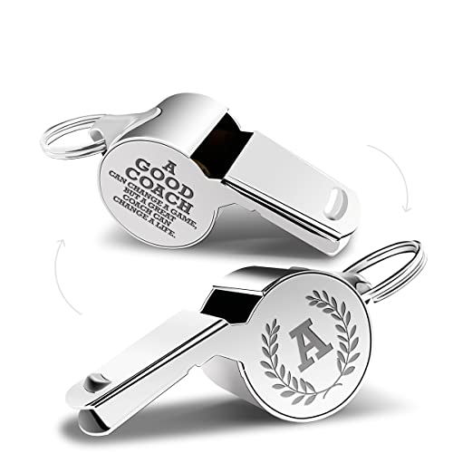 Letters Coach Gifts, Whistle for Coaches, Whistle Emergency, Thank You Coach Gifts, Coaches Whistle with Lanyard Cheer Coach Gift for Men Women Teachers Referees School Sports Coach Outdoor, Letter M