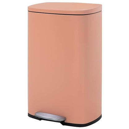 BestMassage 13 Gallon (50L) Stainless Steel Trash Can with Lid, Removable Inner Bucket, Foot Pedal, Soft Close for Home, Kitchen, Office