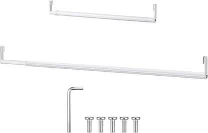 Threehoney Expandable Closet Rod for Wire Shelf Hanging Clothes Adjustable Heavy Duty Closet Hanging Rod Extender Heavy Duty Hanger Bar Metal Poles for Wardrobes Hanger, 1 Pack(36-60 Inch,White)