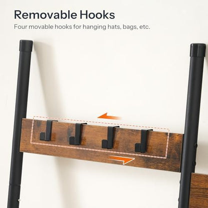 HOOBRO Blanket Ladder, Towel Rack with Hooks, Wall-Leaning Blanket Rack, Decorative Display Ladder Shelf, BF52CJ01-BF17CJ01