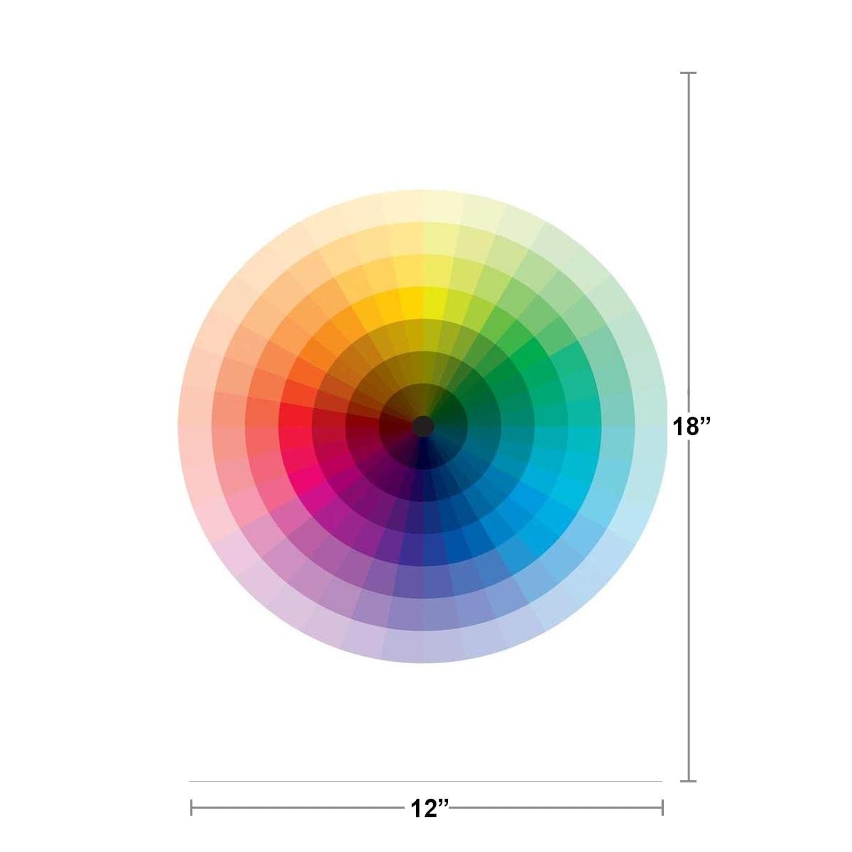 Laminated Full Spectrum Color Wheel Circle Chart Poster Graduation from Black to White to Rainbow Colors Diagram Educational Reference Poster Dry Erase Wall Art 12x18