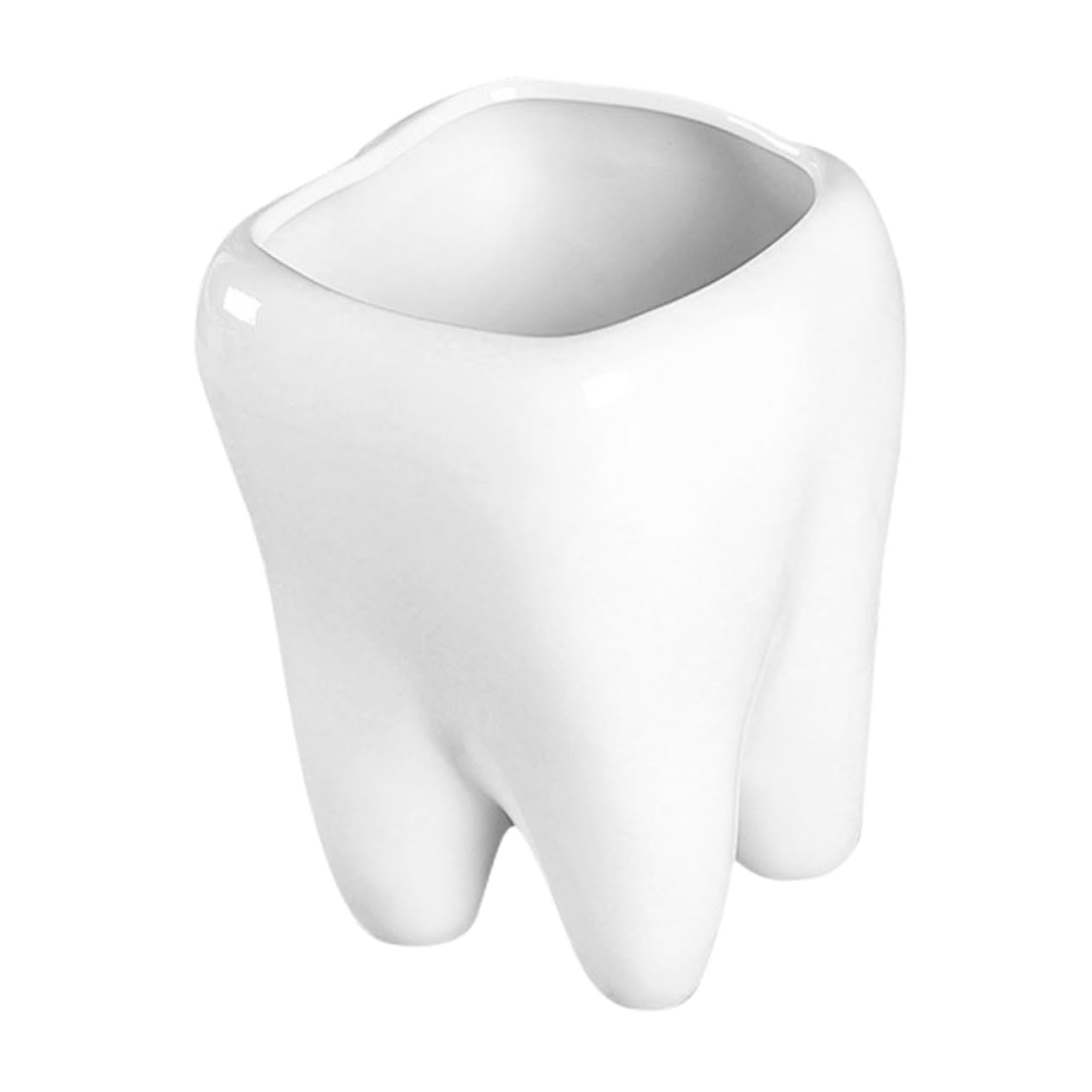 IWOWHERO Ceramic Tooth Flower Pot Small 3.34 Inch Decorative Planter for Succulents and Cactus Indoor Home Plant Holder