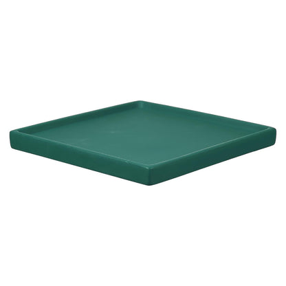 YELARXI 7.5 Inch Ceramic Plant Saucers, Square Flower Planter Water Trays Ceramic Plant Saucer Pot Tray -Fitting for (Outdoor/Indoors/Garden/Planting/Water/Flower/Coffee) Green Blue
