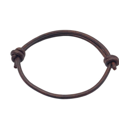 3 mm Men Genuine Leather Bracelet - Handmade Adjustable Cuff, Mens Minimalism Leather Wrap Wristband, Simple Accessories, Premium Leather, Women Gift To Boyfriend, Pulsera Hombre (Antique Brown)