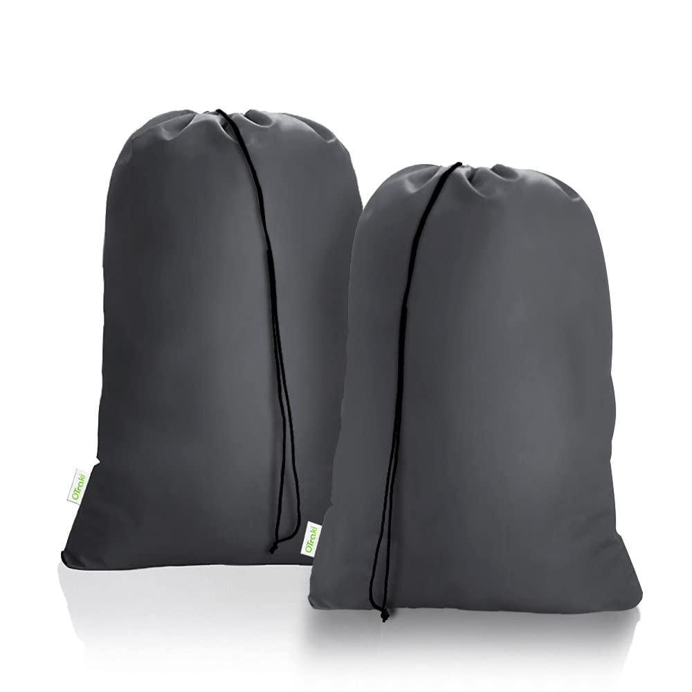 OTraki 2 Pack Laundry Bag Extra Large 28x45 Inch Drawstrings Laundry Hamper Liner Storage Bag XL Dirty Clothes Organizer Heavy Duty Laundry Bag for Home, Travel, Camping (Grey)