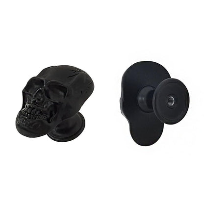 Sutfmwe Black Metal Skull Drawer Knobs Pulls, Unique Skull Cabinets Knob Covers Decorative,Single Hole Handle for Dresser Closets Hardware Furniture Halloween Skull Kitchen Accessories 4Pcs (Black)