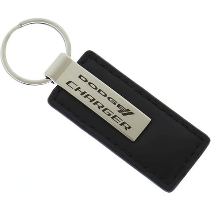 AU-TOMOTIVE GOLD, INC. Officially Licensed Black Leather Key Fob for Dodge Charger