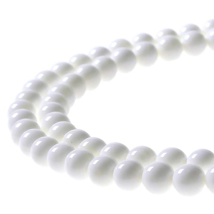 MJDCB 7A Natural Deep Sea White Shells Round Stone Beads for Jewelry Making DIY Bracelet Necklace (4mm)