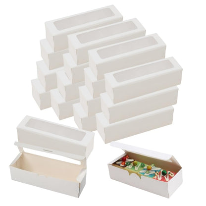 DODXIAOBEUL 20 Pcs White Muffin Boxes,2x2x7 Small Pastry Boxes with Window,Small Bread Box,For Macaron,Cookies,Candy,Chocolate,Baked Goods Packaging Takeout Boxes