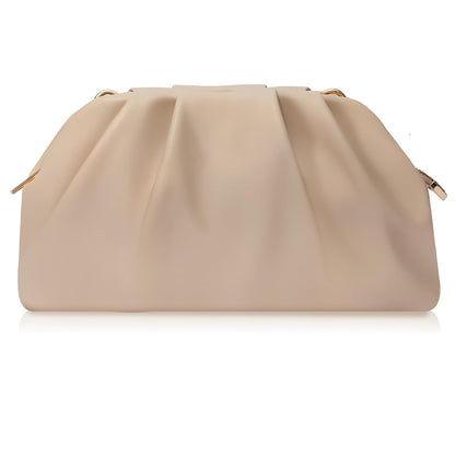 lovyoCoCo Clutch Purse for Women Soft Pleated PU Wedding Clutch, Elegant Evening Bag for Galas, Proms,Cocktail Parties (Nude)
