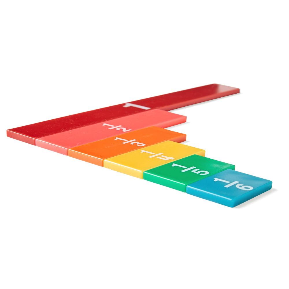 hand2mind Plastic Rainbow Fraction Tiles, Montessori Math Materials, Fraction Manipulatives, Unit Fraction, Fraction Bars Math Manipulatives, Fraction Games, Homeschool Supplies (15 Sets of 51 Pieces)