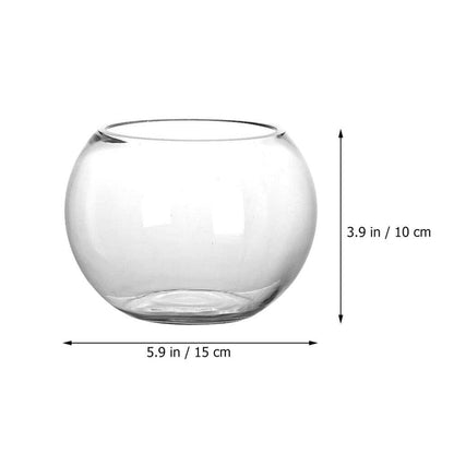 Yardwe Round Fish Bowl 5.90X5.90X4.52 Inch Clear Glass Fishbowl for Small Fish Plants Terrarium Vase Home Office Decor