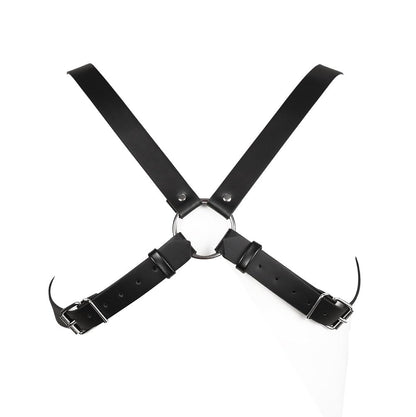EeAmzQc Men's Black Punk Leather Body Chain Chest Harness Shoulder Straps Adjustable Medieval Guards for Knight Shrug Belt Costume Outfit