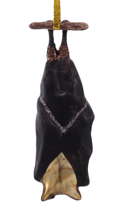 Hanging Upside Down Halloween Black Bat Christmas Ornament