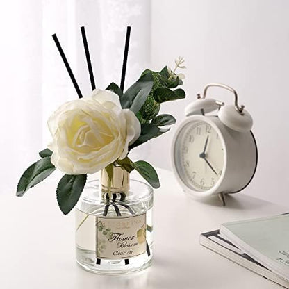 Cocorrina Reed Diffuser Set, Flower Reed Diffuser Clear Air 6.7 oz, Scented Diffuser with Sticks Home Fragrance Essential Oil for Bathroom Shelf Decor, Living Room, Large Room, 1pack