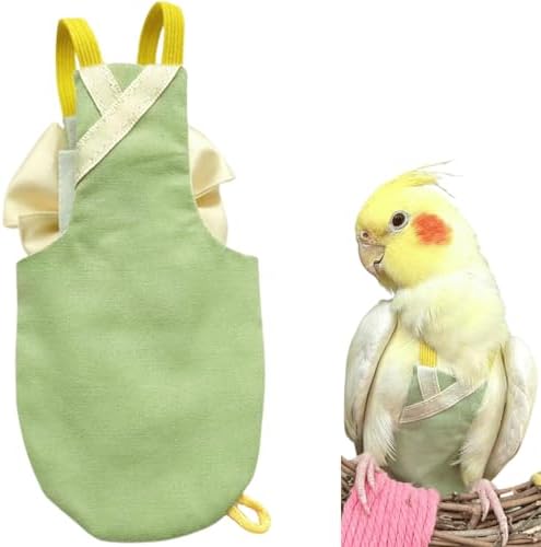 Bird Flight Suits Diapers, Parrot Flight Suits Diapers for Quaker Parakeets Cockatiels Conures Macaw African Grey, Bird Diaper, Parrot Clothes (Green B,M)
