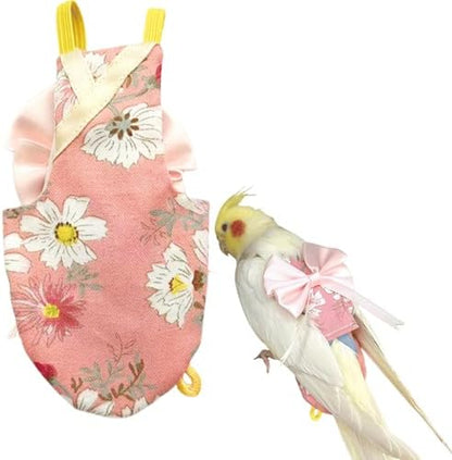 Bird Flight Suits Diapers, Parrot Flight Suits Diapers for Quaker Parakeets Cockatiels Conures Macaw African Grey, Bird Diaper, Parrot Clothes (Pink A,M)