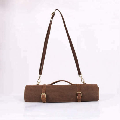 JDGHGB Chef Knife Roll Bag,Waxed Canvas Knife Bags with 10 Slots and 1 Zipper Pocket,Chef Bag for Chefs Professional Knife Roll Pouch with Shoulder Strap (Brown)