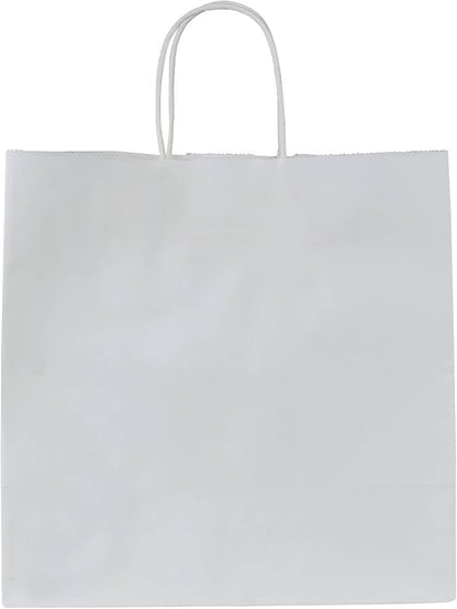 PAICUIKE 50 Pcs White Kraft Paper Bags with Handles, 11x6x11 Inch Shopping Gift Bags for Valentine’s Day, Retail, Parties, Weddings, Birthdays, Gift Packaging