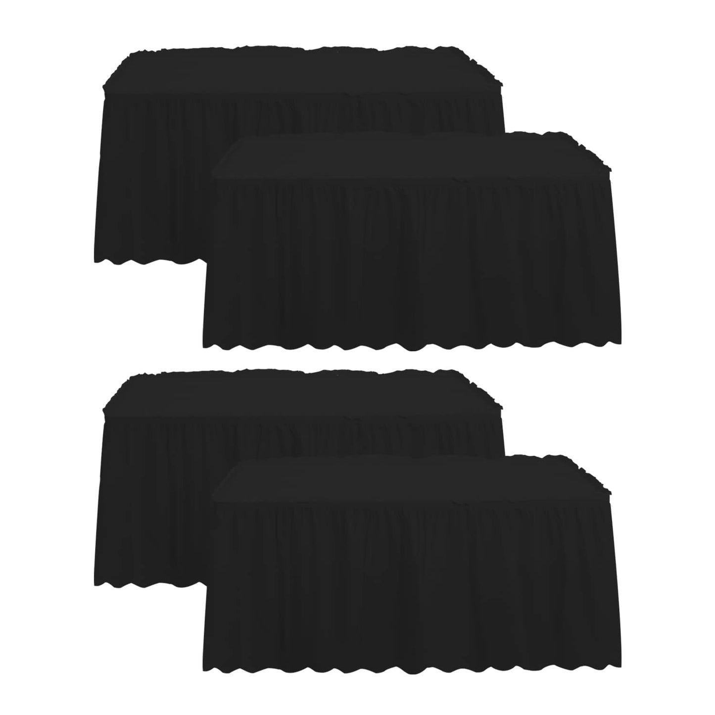 JHDZDHY 4 Pack Table Skirt 29 in x 14 ft Tablecloth Disposable Table Cover Reusable Stain Proof Plastic Table Skirts for Rectangle or Round Tables for Party, Wedding, Reception, Birthday (Black)