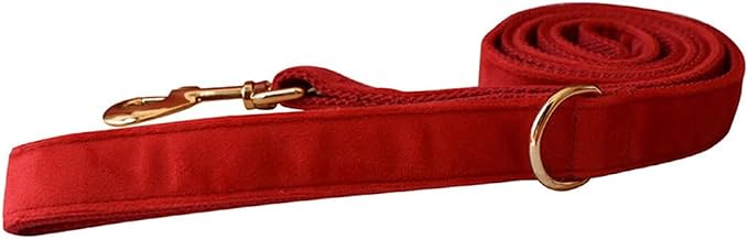 Love Dream Velvet Dog Collar and Leash Set, Soft & Comfy Adjustable Dog Leash and Collar with Heavy Duty Metal Buckle for Small Medium Large Dogs Training & Walking (Medium, Red)